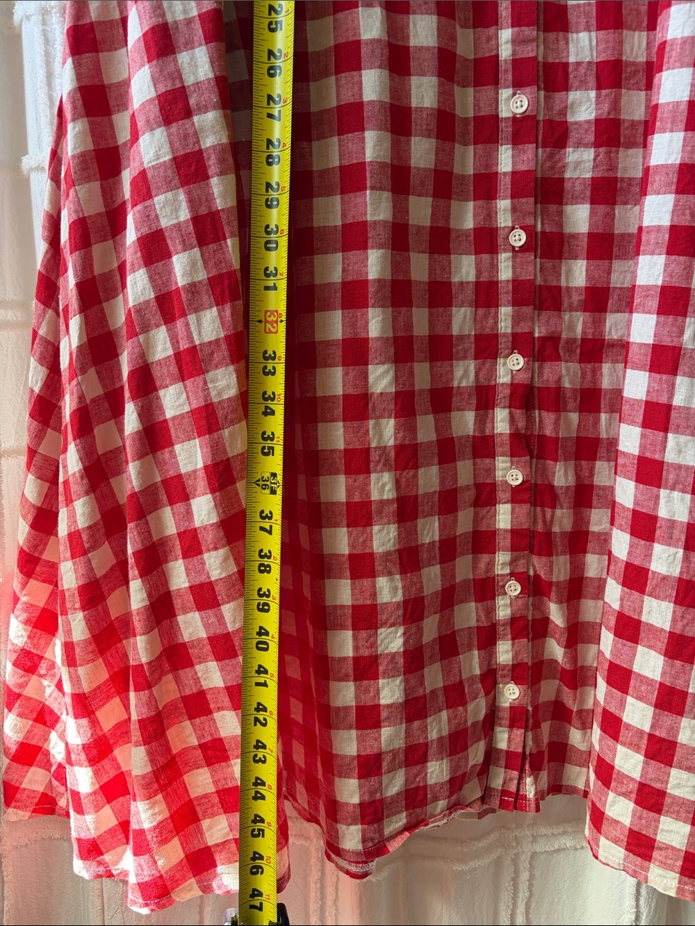 NWT Tradlands Red and White Gingham Button-Front Midi Dress with Waist Tie - Picture 5 of 6